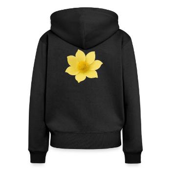 Yellow flower with soft petals - Women's Premium Organic Zip Hoodie - black - Back - Julia (174cm)