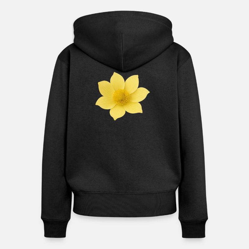 Fleur jaune aux pétales doux - Sweat à capuche zippé Premium bio Femme - noir