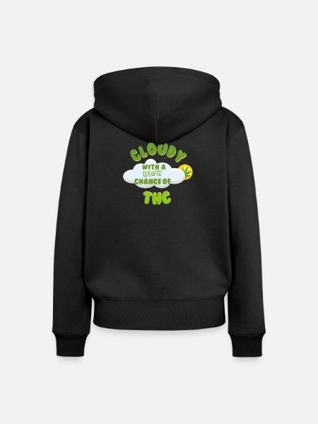 Wolkiges THC-Feier-Design - Frauen Premium Bio Zip Hoodie - Schwarz
