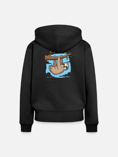 Faultier - Frauen Premium Bio Zip Hoodie - Schwarz