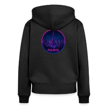 Paris Souvenir Cyberpunk - Frauen Premium Bio Zip Hoodie - Schwarz - Hinten - Julia (174cm)