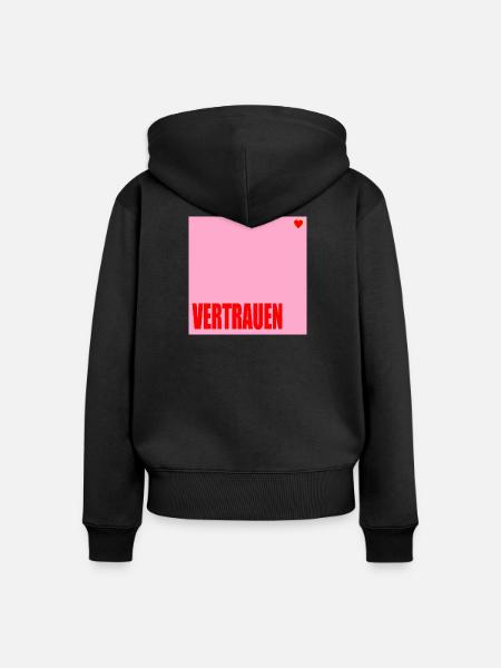 VERTRAUEN HERZ - Frauen Premium Bio Zip Hoodie - Schwarz
