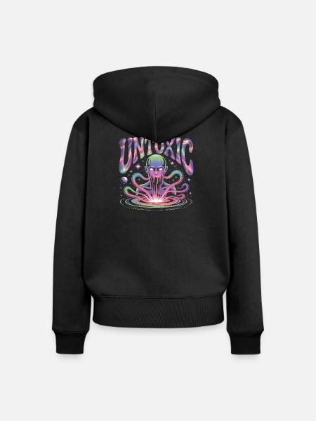Ungiftiger kosmischer Außerirdischer - Frauen Premium Bio Zip Hoodie - Schwarz