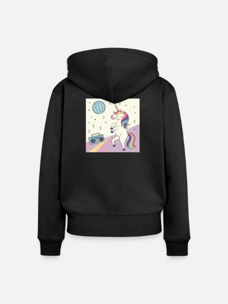 Einhorn Party Disco - Frauen Premium Bio Zip Hoodie - Schwarz