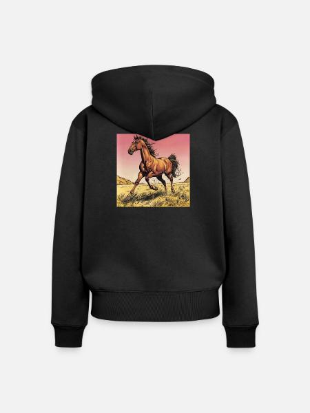 Dynamischer Wildpferd-Print - Frauen Premium Bio Zip Hoodie - Schwarz