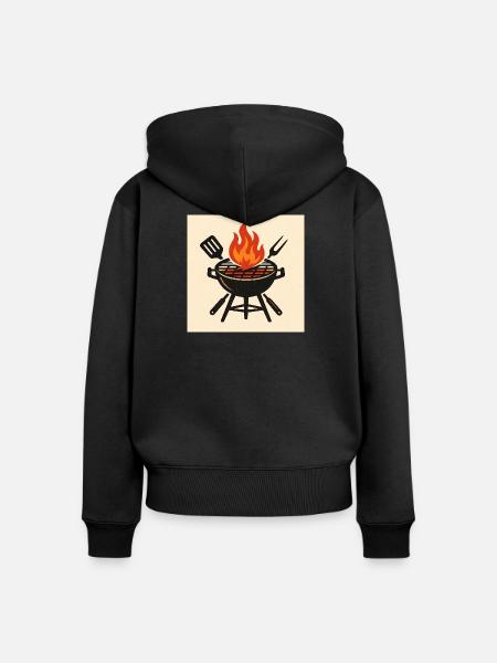 Feuriger Grillabend - Frauen Premium Bio Zip Hoodie - Schwarz