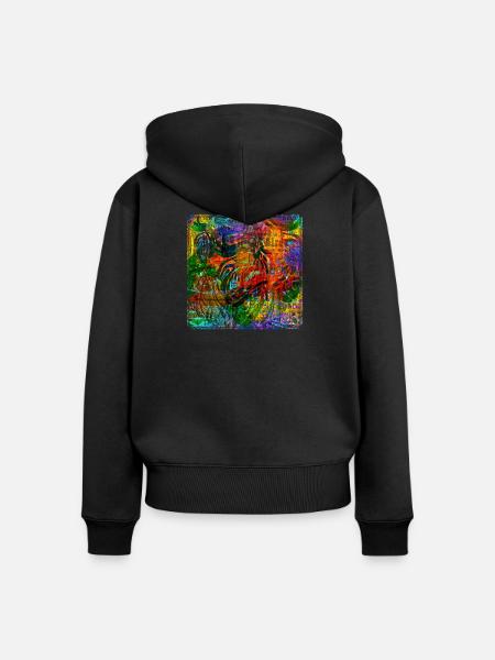 Worte & Vögel V2 - Frauen Premium Bio Zip Hoodie - Schwarz