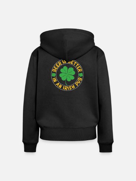 Beer better irish pub - Frauen Premium Bio Zip Hoodie - Schwarz