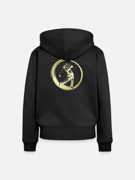 Golfer Silhouette - Frauen Premium Bio Zip Hoodie - Schwarz