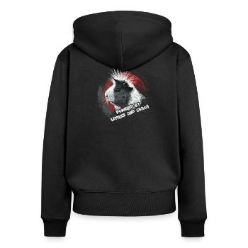 Meerschweinchen mit lustigem Spruch - Frauen Premium Bio Zip Hoodie - Schwarz - Hinten - Julia (174cm)