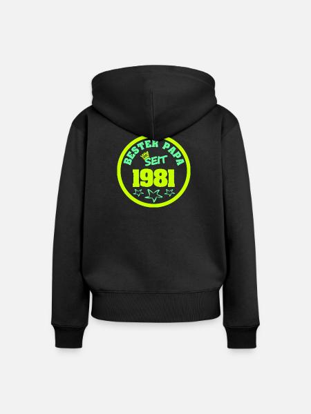 Vater 1981 - Frauen Premium Bio Zip Hoodie - Schwarz