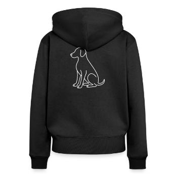 Sitzender Hund Skizze – Tiermotiv - Frauen Premium Bio Zip Hoodie - Schwarz - Hinten - Julia (174cm)