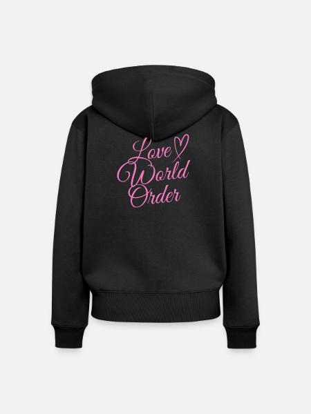 Liebe World Rider - Frauen Premium Bio Zip Hoodie - Schwarz