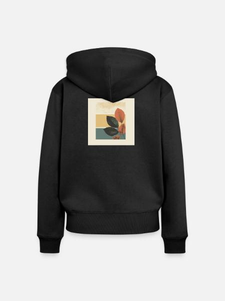 Herbst-Blatt-Block-Collage - Frauen Premium Bio Zip Hoodie - Schwarz