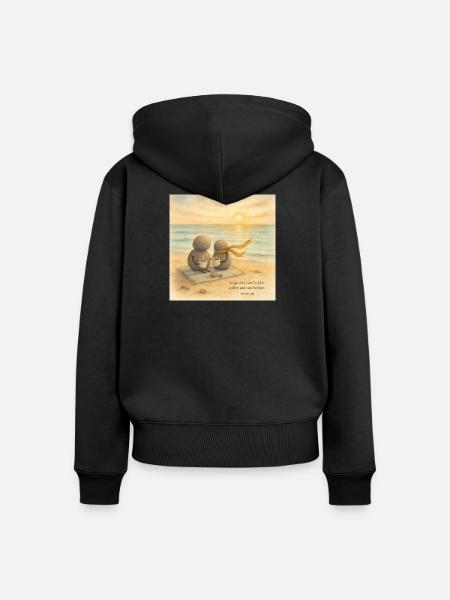 Sea Breeze Kaffee Begleiter - Frauen Premium Bio Zip Hoodie - Schwarz