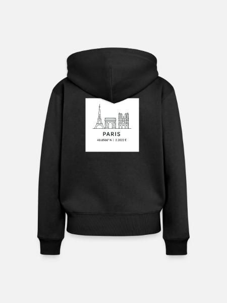 Paris Linienkunst Silhouette Wahrzeichen - Frauen Premium Bio Zip Hoodie - Schwarz