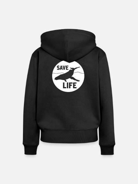 SAVE LIFE - Frauen Premium Bio Zip Hoodie - Schwarz