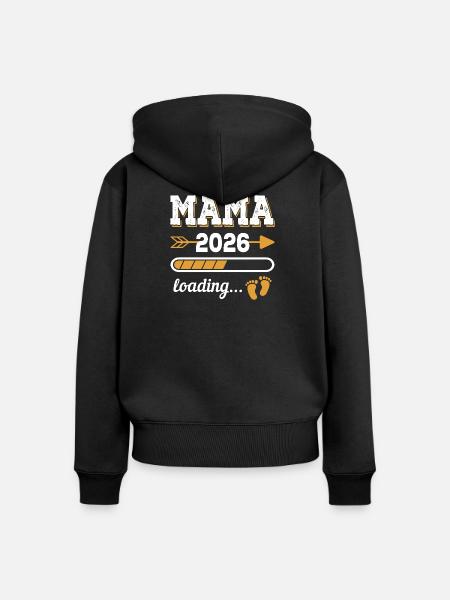 Mama 2026 Loading Zukünftige Mutter Geschenk - Frauen Premium Bio Zip Hoodie - Schwarz