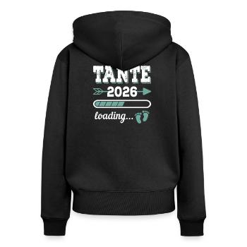 Tante 2026 Loading Werdende Tante Geschenkidee - Frauen Premium Bio Zip Hoodie - Schwarz - Hinten - Julia (174cm)