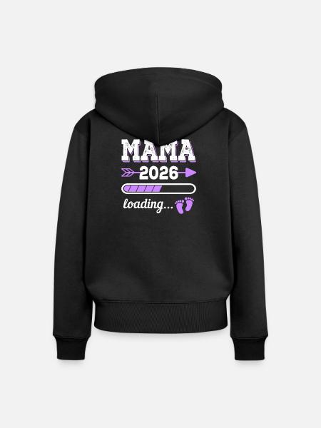 Mama 2026 Loading Schwangerschaft Geschenkidee - Frauen Premium Bio Zip Hoodie - Schwarz