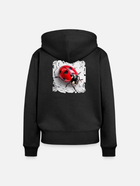 Roter Marienkäfer Muster Siebenpunkt - Frauen Premium Bio Zip Hoodie - Schwarz