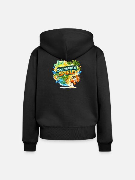 Sommer Spiele Palmenfarben - Frauen Premium Bio Zip Hoodie - Schwarz