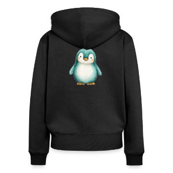 Frosted Penguin – Winterkinderillustration - Frauen Premium Bio Zip Hoodie - Schwarz - Hinten - Julia (174cm)