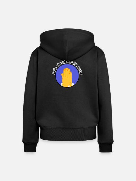 Gebetshände Kreis – Geistige Kraft - Frauen Premium Bio Zip Hoodie - Schwarz