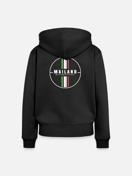 Mailand Koordinaten - Frauen Premium Bio Zip Hoodie - Schwarz