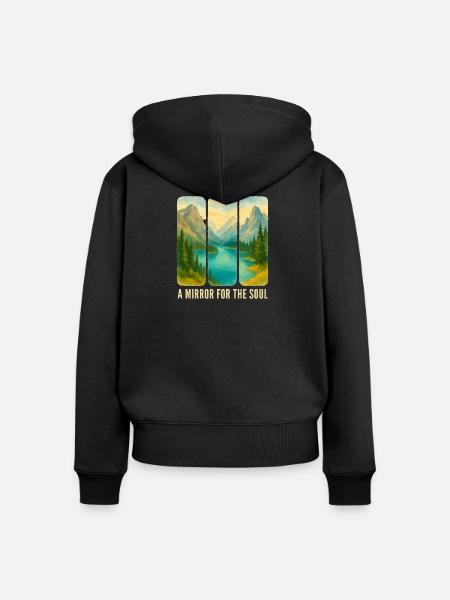 Berglandschafts-Triptychon mit See - Frauen Premium Bio Zip Hoodie - Schwarz