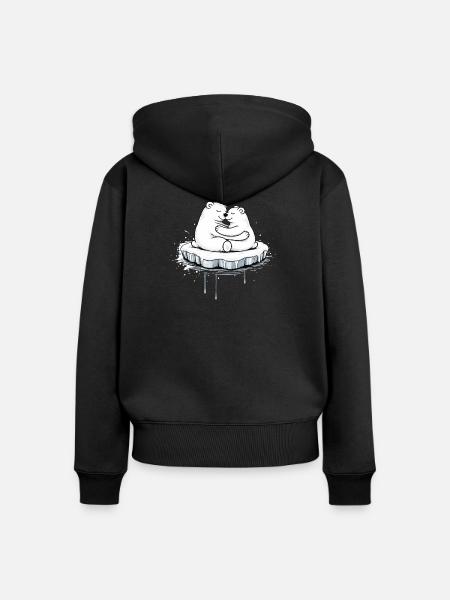 Zwei kuschelnde Eisbären auf Eisscholle - Frauen Premium Bio Zip Hoodie - Schwarz