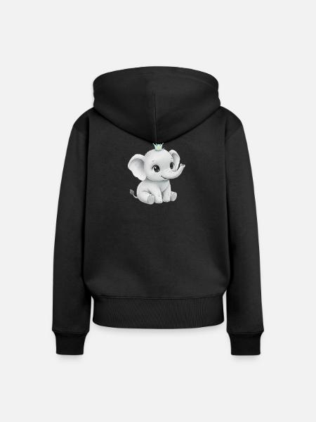 Königliches Elefantenbaby - Frauen Premium Bio Zip Hoodie - Schwarz