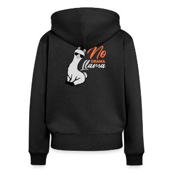 No Drama Lama Cool Sonnenbrille Sitzend Entspannt - Frauen Premium Bio Zip Hoodie - Schwarz - Hinten - Julia (174cm)