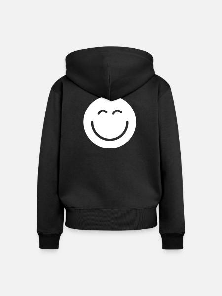 Smiley lächle gute Laune - Frauen Premium Bio Zip Hoodie - Schwarz