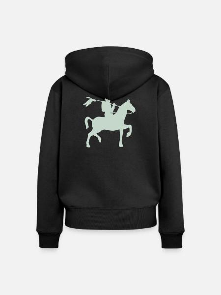 Ritter Krieger auf ein Pferd - Frauen Premium Bio Zip Hoodie - Schwarz