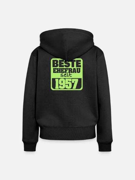 Verliebt 1957 - Frauen Premium Bio Zip Hoodie - Schwarz