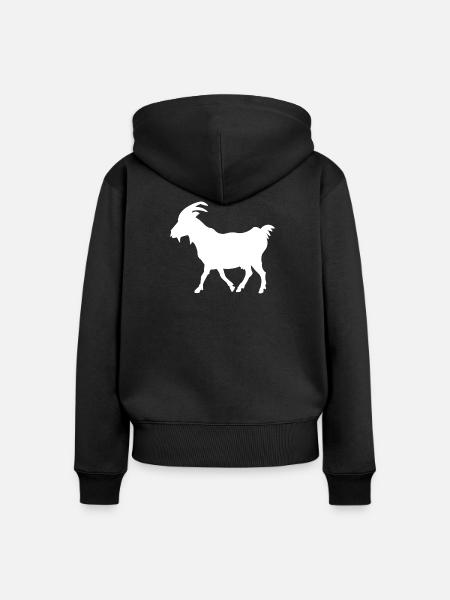 Ziege weiß - Frauen Premium Bio Zip Hoodie - Schwarz