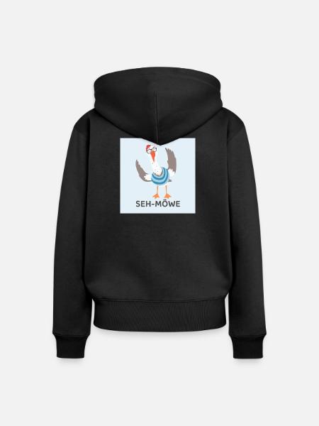 SEH-MÖWE – Lustige Möwe - Frauen Premium Bio Zip Hoodie - Schwarz