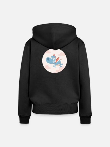 Blauer Drache - Frauen Premium Bio Zip Hoodie - Schwarz