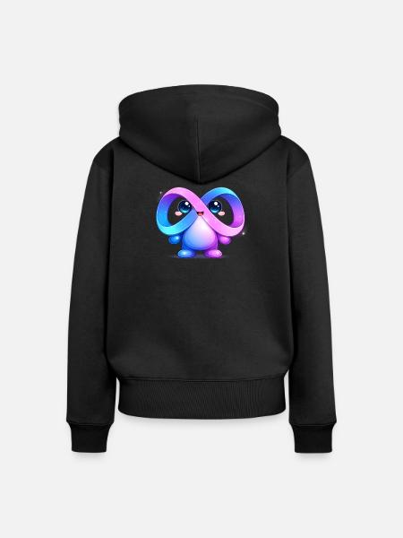 Niedlicher Meta-Infinity-Maskottchen-Aufkleber - Frauen Premium Bio Zip Hoodie - Schwarz