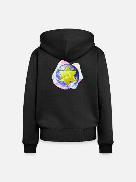 Surreale Merkaba-Erde - Frauen Premium Bio Zip Hoodie - Schwarz