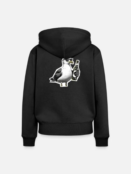 Möwe Bier Küste - Frauen Premium Bio Zip Hoodie - Schwarz