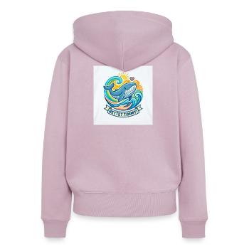 Rettet Timmy: Wale im Farbwellen - Frauen Premium Bio Zip Hoodie - Altrosa - Hinten - Julia (174cm)