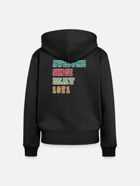 Awesome Since May 1971 - Frauen Premium Bio Zip Hoodie - Schwarz