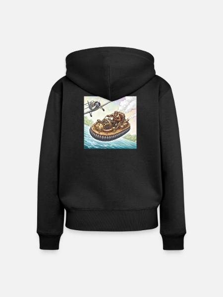 Steampunk-Luftboot-Flussjagd - Frauen Premium Bio Zip Hoodie - Schwarz