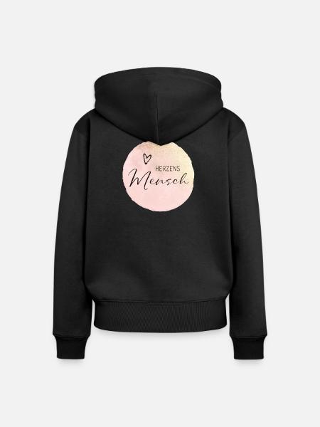 Herzensmensch - Frauen Premium Bio Zip Hoodie - Schwarz