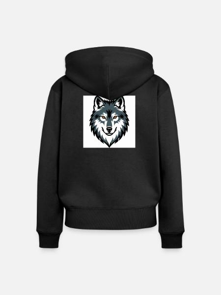 Wolf Graphic Emblem - Frauen Premium Bio Zip Hoodie - Schwarz