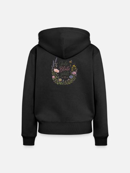 Jede Blüte zählt - Frauen Premium Bio Zip Hoodie - Schwarz