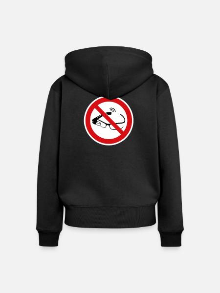 Smart Brille Verboten - Frauen Premium Bio Zip Hoodie - Schwarz