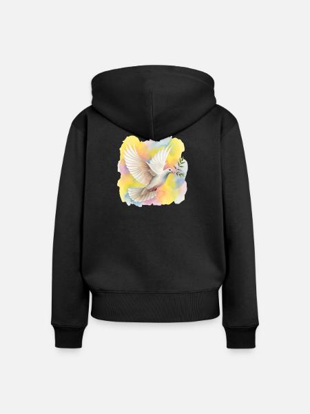 Friedenstaube - Frauen Premium Bio Zip Hoodie - Schwarz